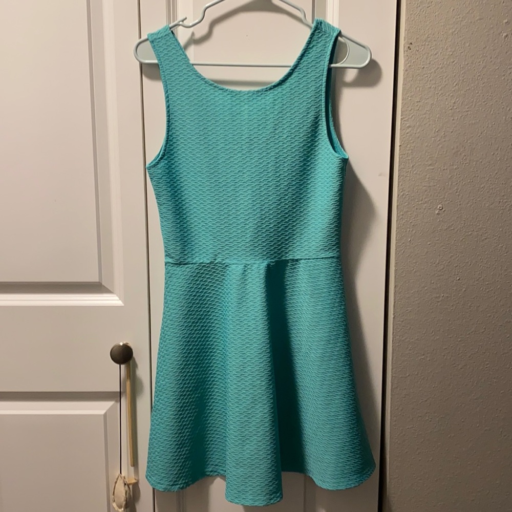 Teal blue spring dress